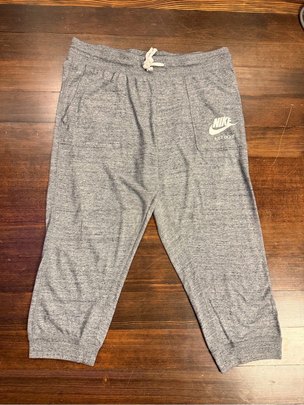Nike Gray Heather Capri Sweatpants Large Just Do It Cropped Joggers 2010s